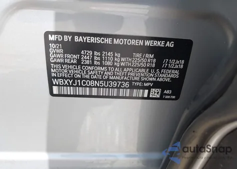 2022 BMW X2 xDrive28I z USA, uszkodzony, nr VIN WBXYJ1C08N5U39736